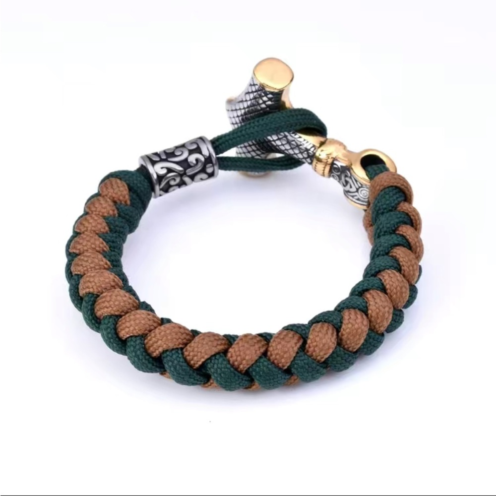 Viking Stainless Steel/550 Cord and Thor's Hammer Bracelet - Picture 3 of 6